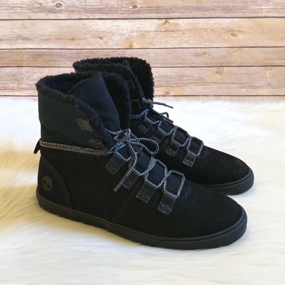 Timberland Black Dausette Fleece Fold Down Boots
